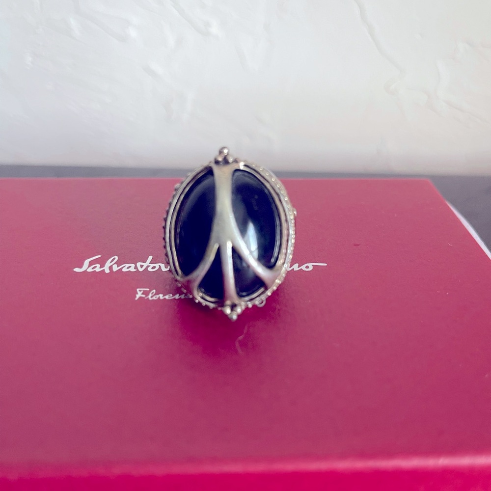Vintage Lucky Brand Peace sign mood ring sz 7